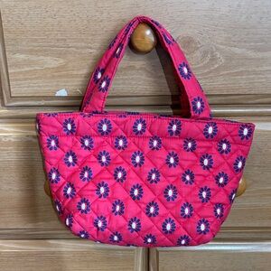 Quilted Koala Floral Tote Bag in Bright Pink